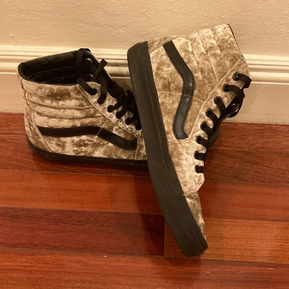 Black and Gold Velvet High Top Vans!